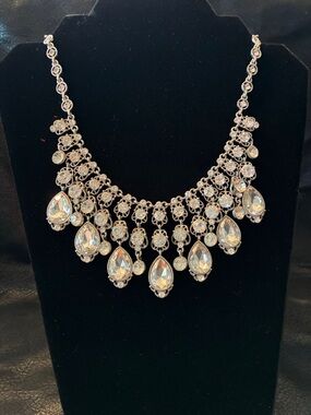 Natasha Silver and White Crystal Necklace